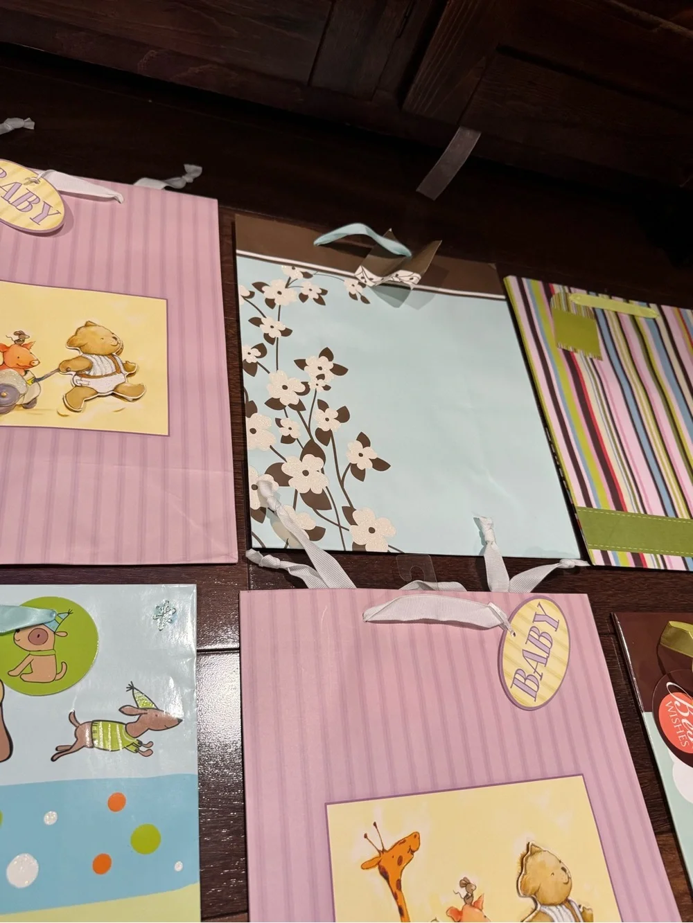 Assorted Gift Bag Set - Pastel Pink Floral & Striped Designs